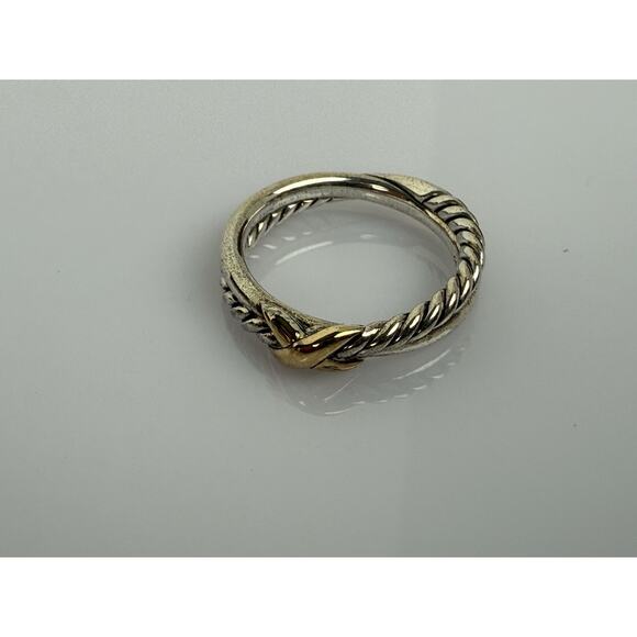 David Yurman Petite X Ring 4mm Steerling Silver & 18K Gold - Picture 2 of 7